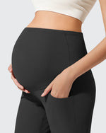 G4Free - Ribbed Maternity Flare Yoga Pants with Pockets -GF25AY587AA-S