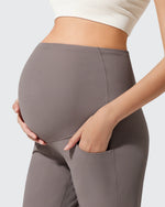 G4Free - Ribbed Maternity Flare Yoga Pants with Pockets -GF25AY587AA-S