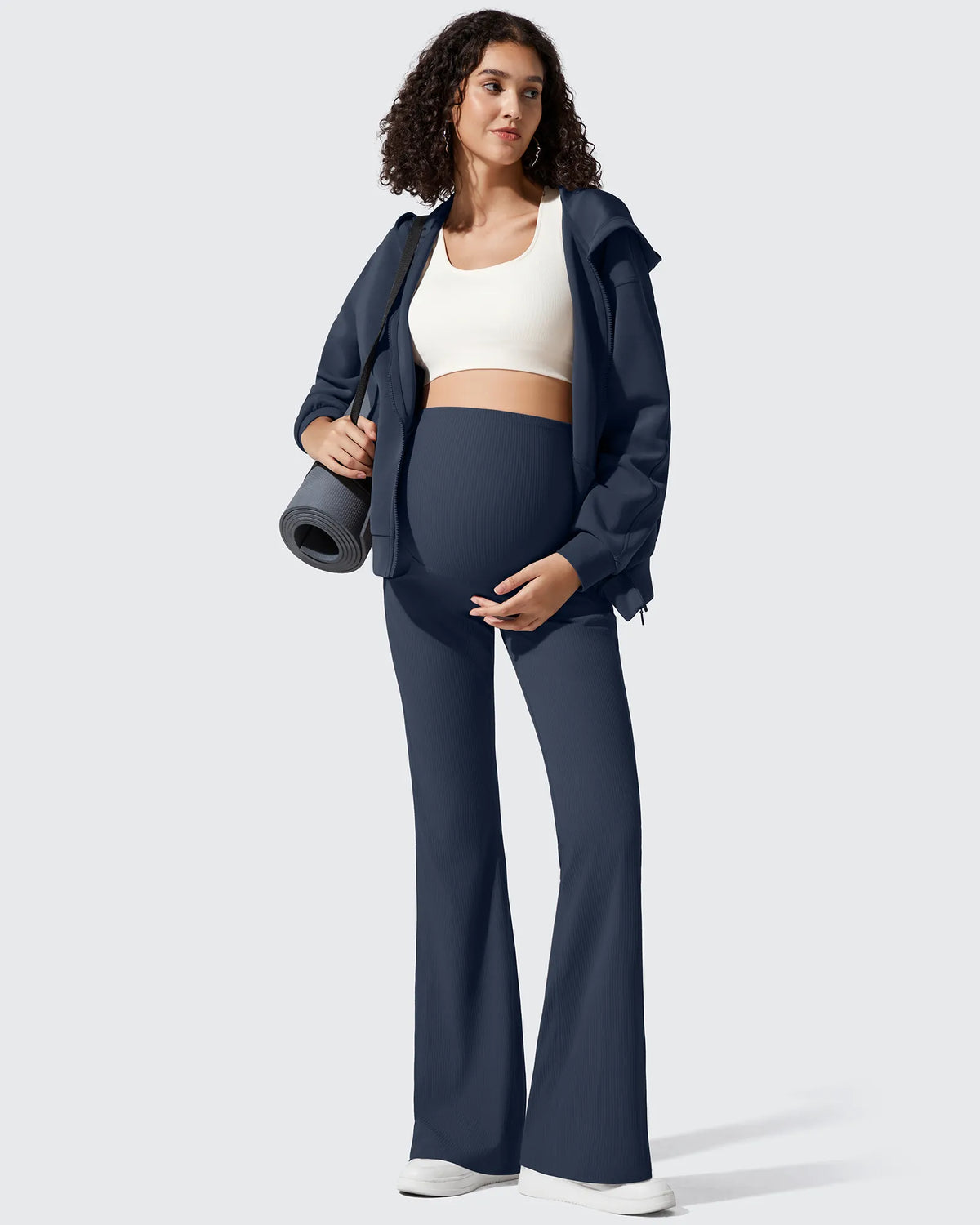 G4Free - Ribbed Maternity Flare Yoga Pants with Pockets -GF25AY587AA-S