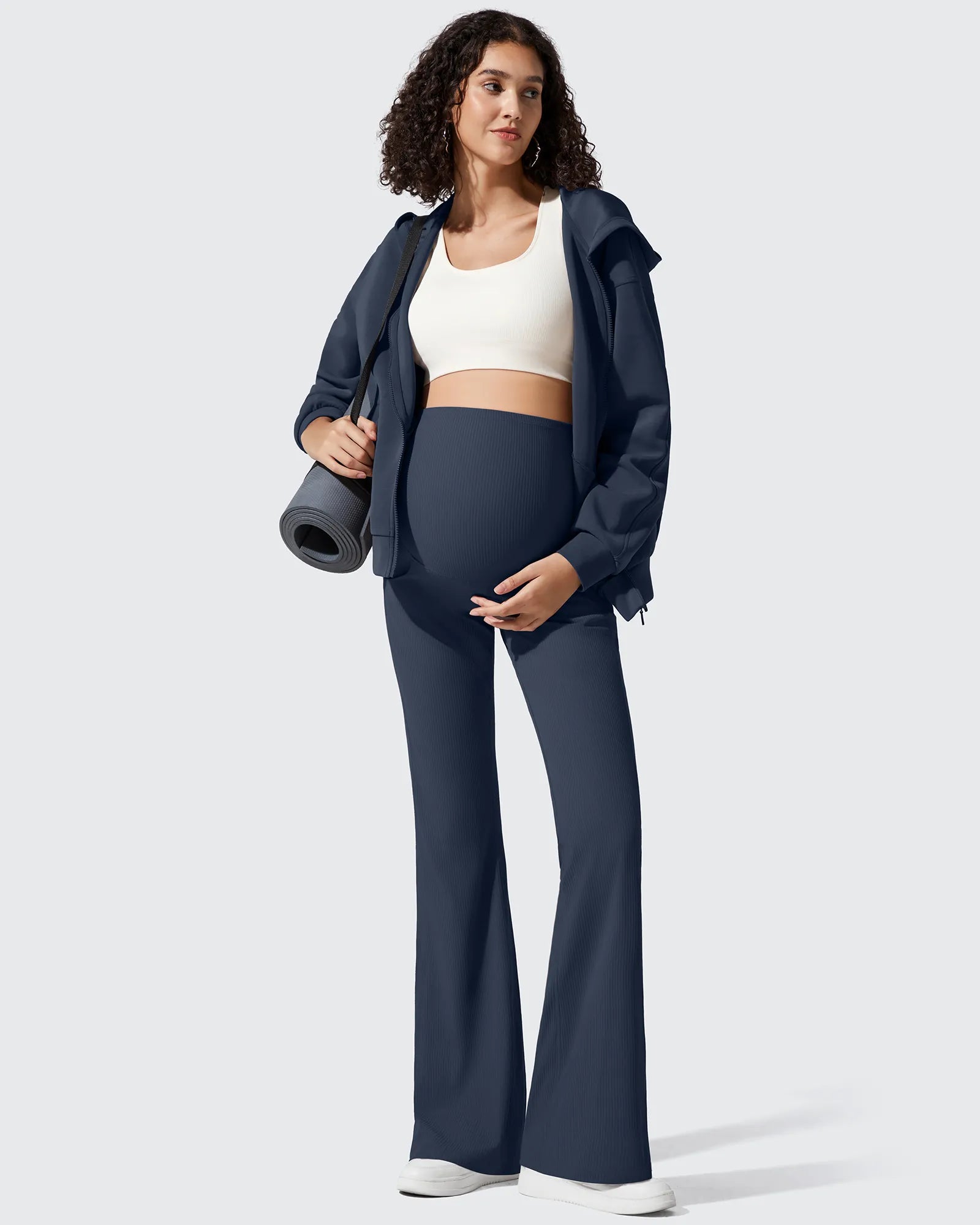 G4Free - Ribbed Maternity Flare Yoga Pants with Pockets -GF25AY587AA-S