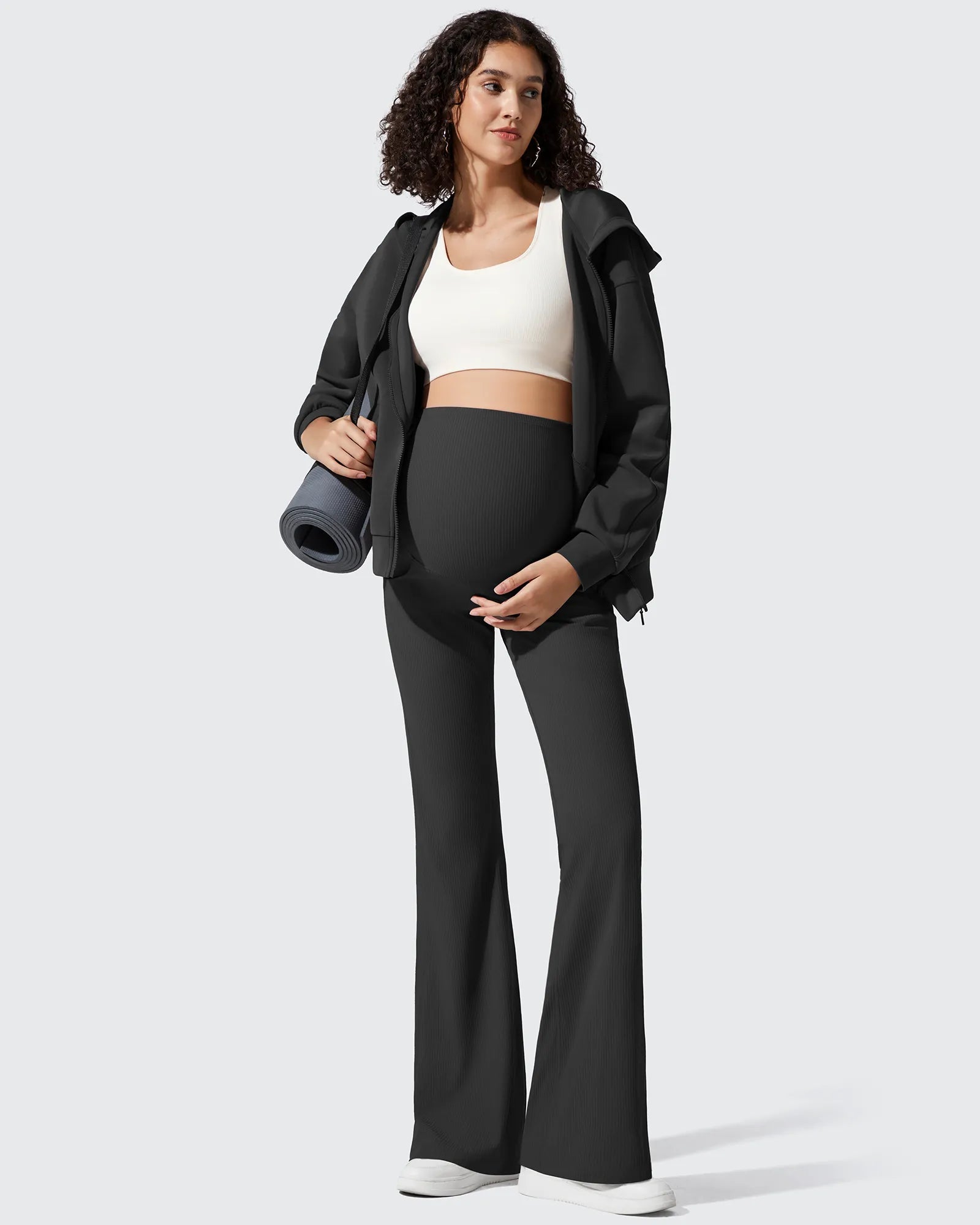 G4Free - Ribbed Maternity Flare Yoga Pants with Pockets -GF25AY587AA-S