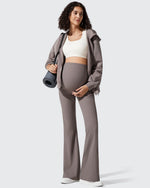 G4Free - Ribbed Maternity Flare Yoga Pants with Pockets -GF25AY587AA-S