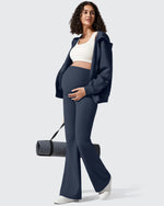 G4Free - Ribbed Maternity Flare Yoga Pants with Pockets -GF25AY587AA-S