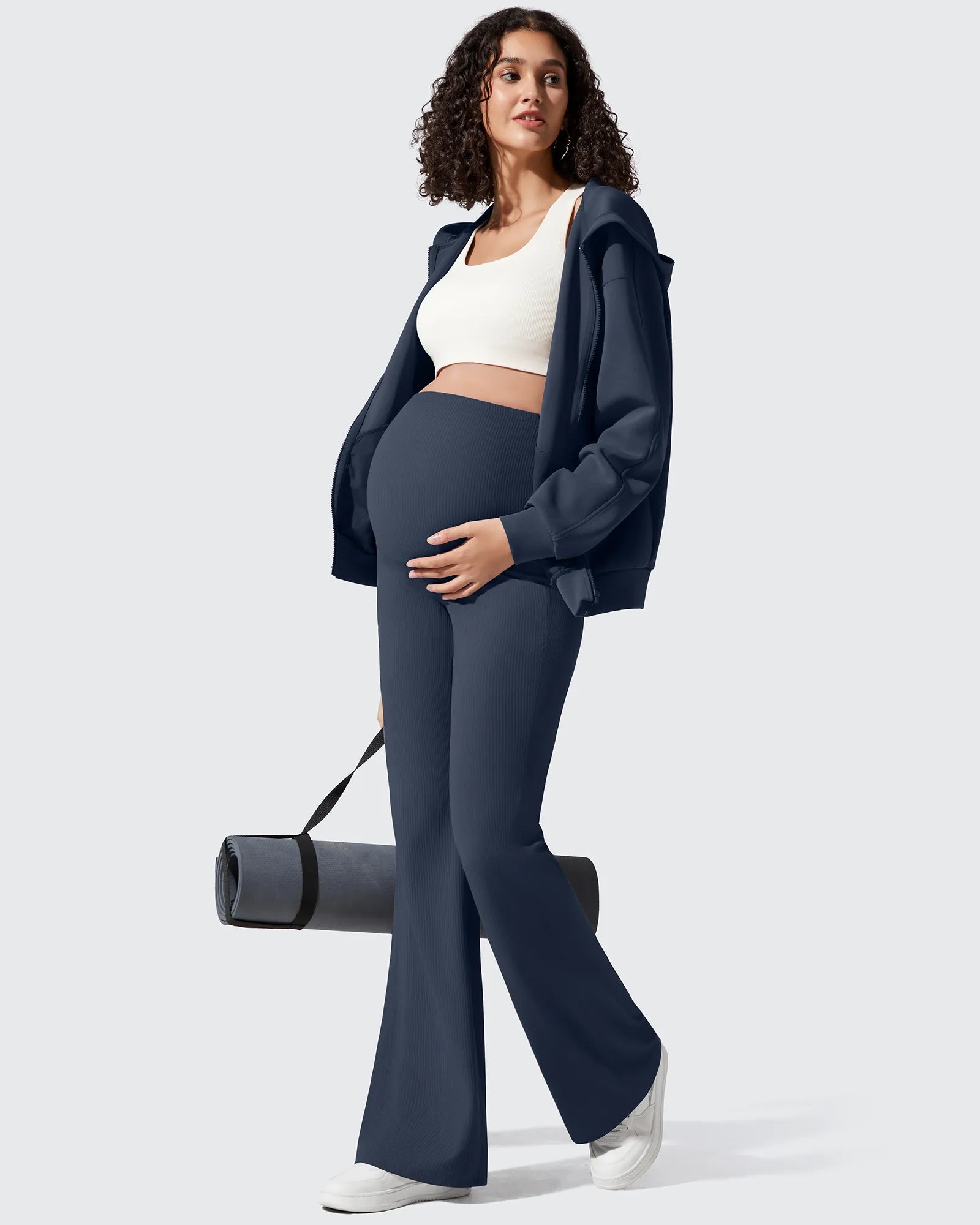 G4Free - Ribbed Maternity Flare Yoga Pants with Pockets -GF25AY587AA-S