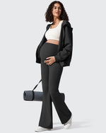 G4Free - Ribbed Maternity Flare Yoga Pants with Pockets -GF25AY587AA-S