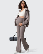 G4Free - Ribbed Maternity Flare Yoga Pants with Pockets -GF25AY587AA-S