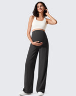 G4Free - Ribbed Maternity Wide Leg Casual Yoga Pants -GF25JY537AF-XS
