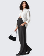 G4Free - Ribbed Maternity Wide Leg Casual Yoga Pants -GF25JY537AF-XS