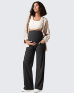 G4Free - Ribbed Maternity Wide Leg Casual Yoga Pants -GF25JY537AF-XS