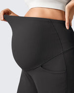G4Free - Ribbed Maternity Wide Leg Casual Yoga Pants -GF25JY537AF-XS