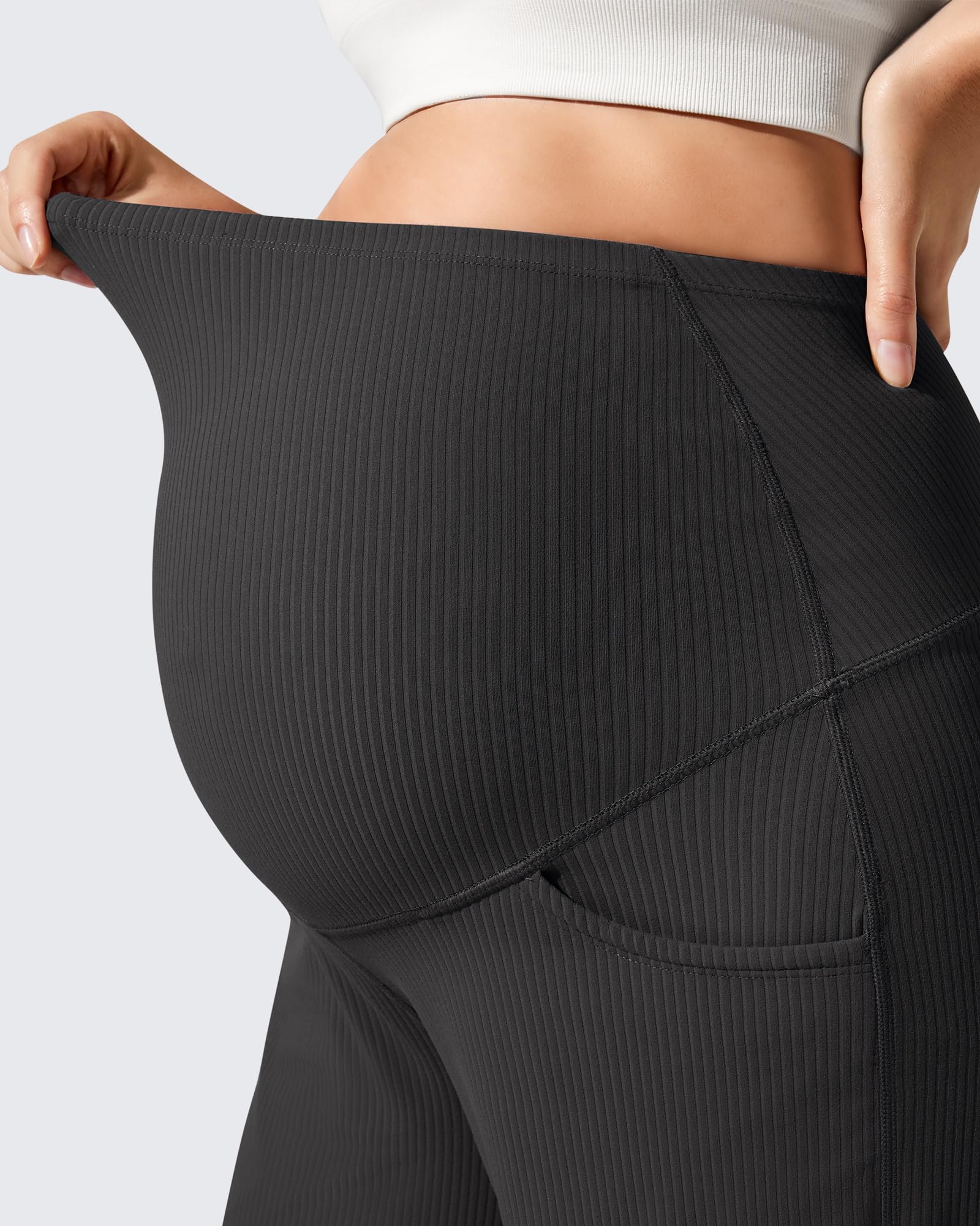 G4Free - Ribbed Maternity Wide Leg Casual Yoga Pants -GF25JY537AF-XS