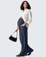 G4Free - Ribbed Maternity Wide Leg Casual Yoga Pants -GF25JY537AF-XS