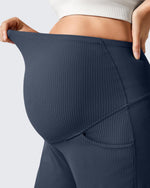 G4Free - Ribbed Maternity Wide Leg Casual Yoga Pants -GF25JY537AF-XS