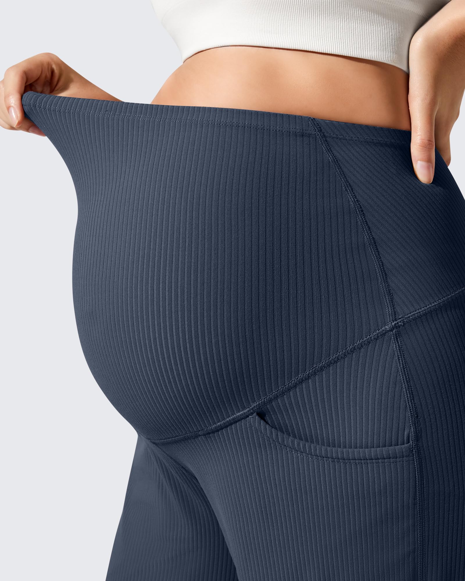 G4Free - Ribbed Maternity Wide Leg Casual Yoga Pants -GF25JY537AF-XS