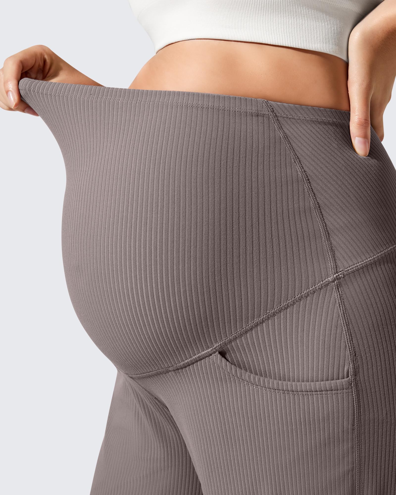 G4Free - Ribbed Maternity Wide Leg Casual Yoga Pants -GF25JY537AF-XS