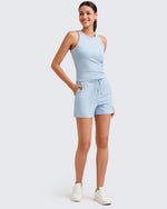 G4Free - Ribbed Mid-Rise Drawstring Shorts -GF25E318AA-S