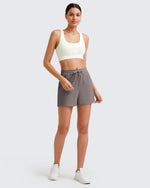 G4Free - Ribbed Mid-Rise Drawstring Shorts -GF25E318AA-S
