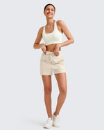 G4Free - Ribbed Mid-Rise Drawstring Shorts -GF25E318AA-S
