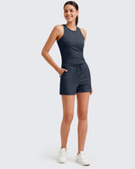 G4Free - Ribbed Mid-Rise Drawstring Shorts -GF25E318AA-S