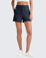 G4Free - Ribbed Mid-Rise Drawstring Shorts -GF25E318DA-S