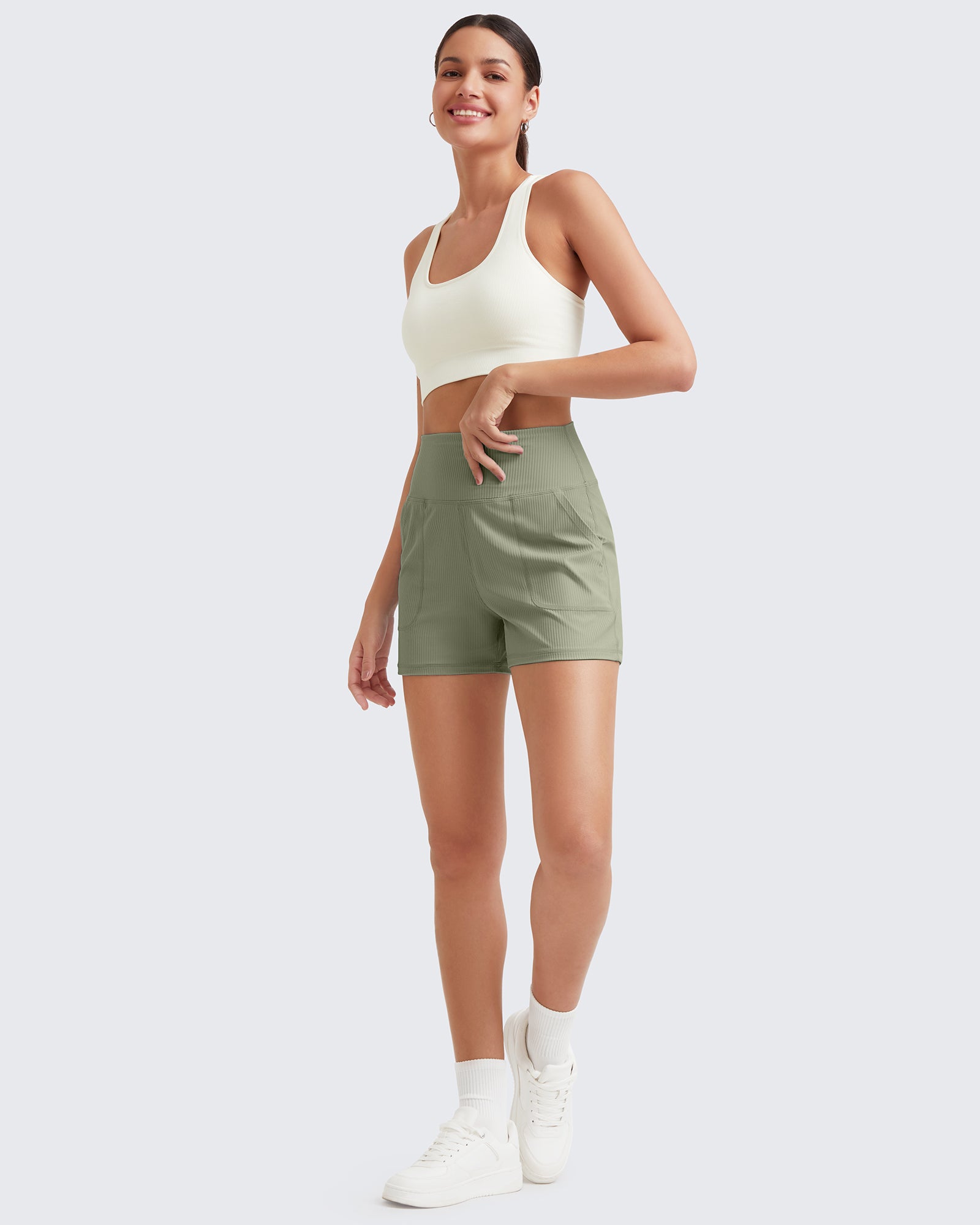 G4Free - Ribbed Mid-Rise Seamless Work Shorts -GF25E314AA-S