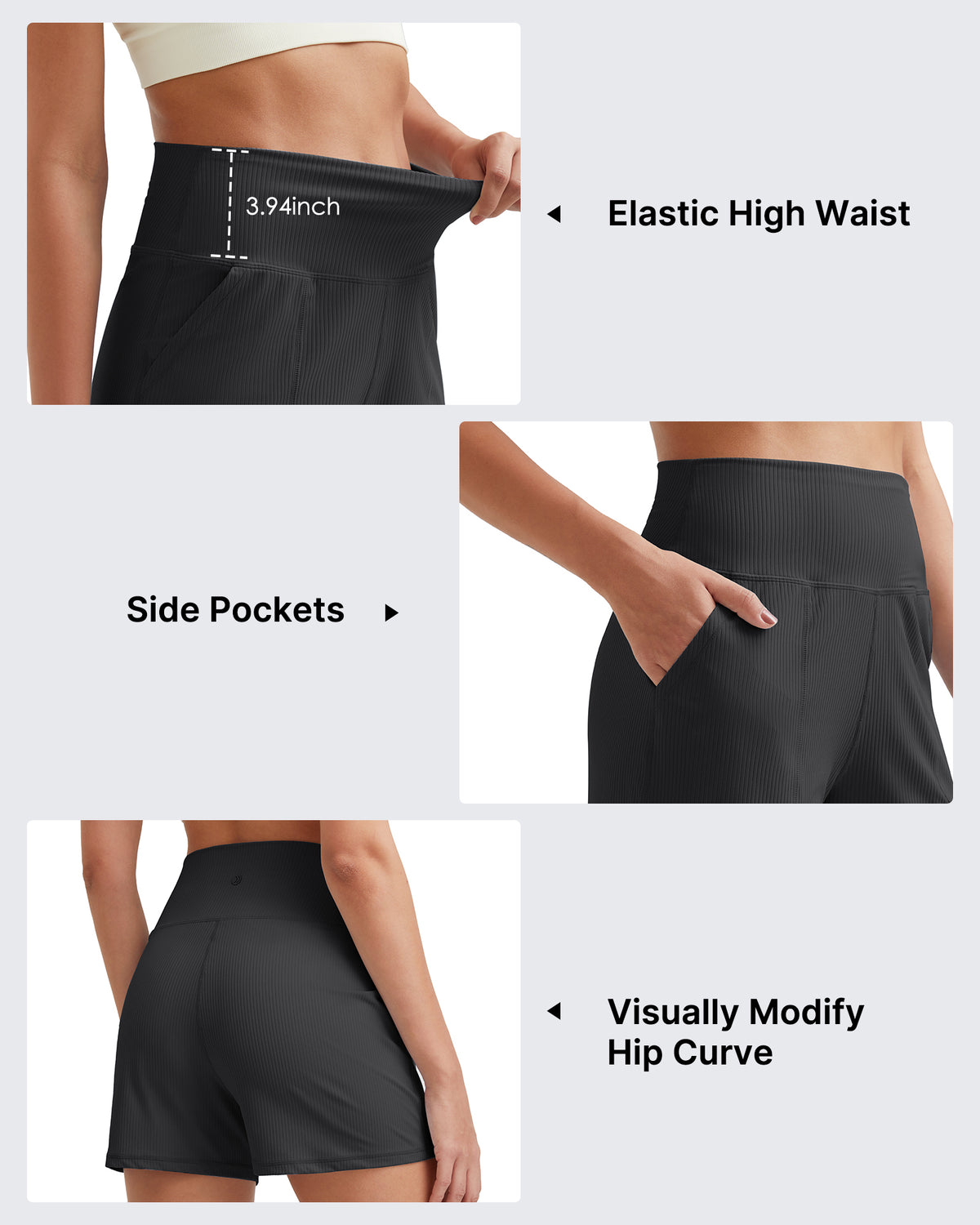 G4Free - Ribbed Mid-Rise Seamless Work Shorts -GF25E314AA-S