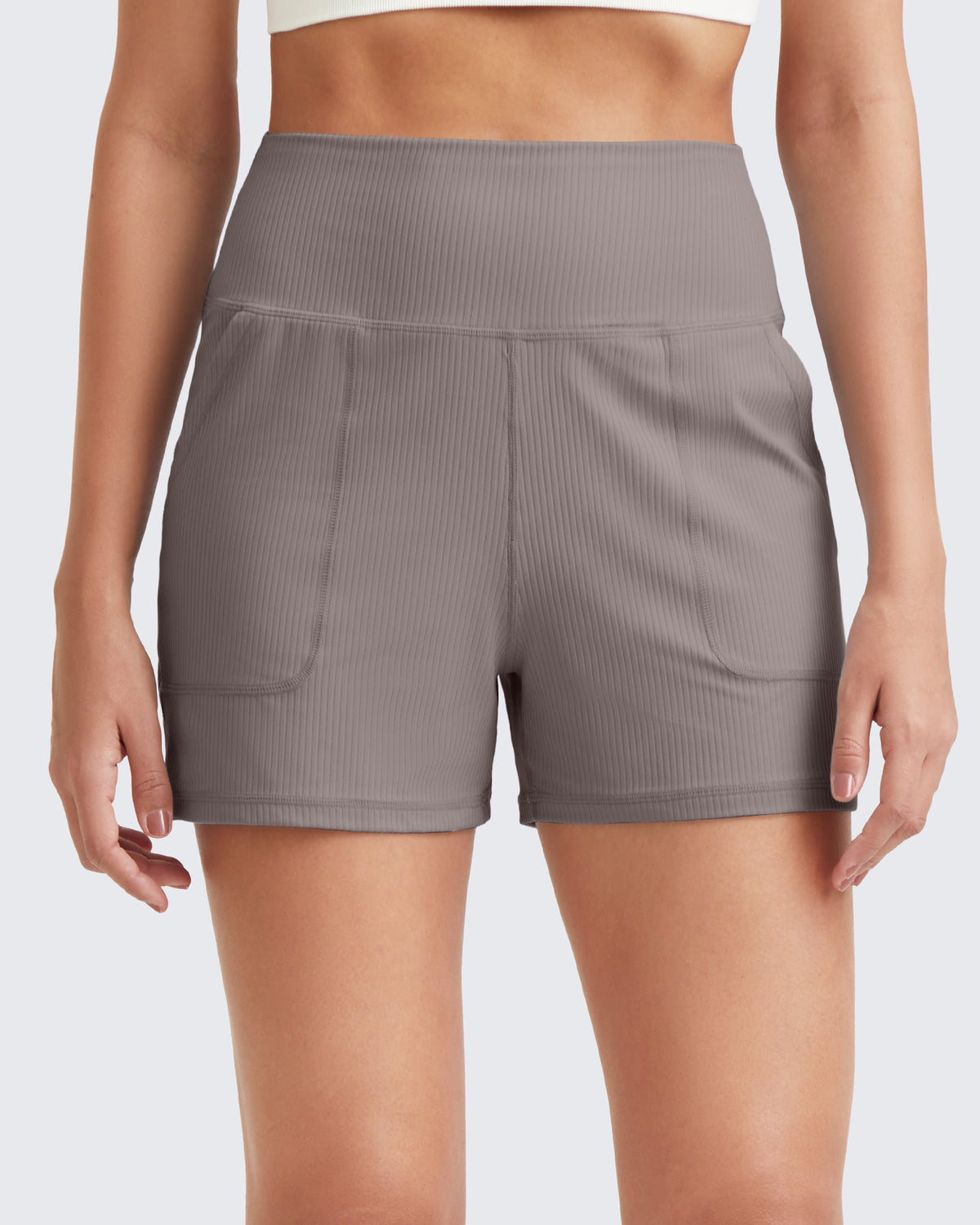 G4Free - Ribbed Mid-Rise Seamless Work Shorts -GF25E314CA-S
