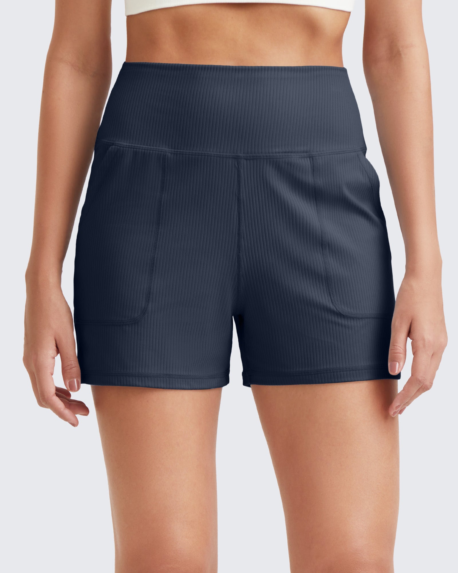 G4Free - Ribbed Mid-Rise Seamless Work Shorts -GF25E314DA-S