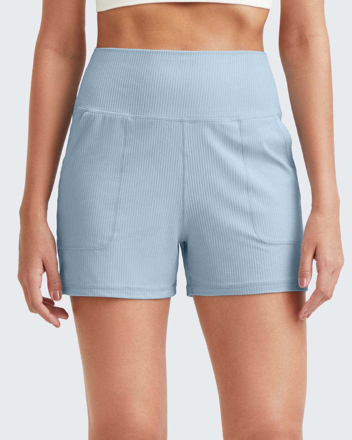 G4Free - Ribbed Mid-Rise Seamless Work Shorts -GF25E314FA-S