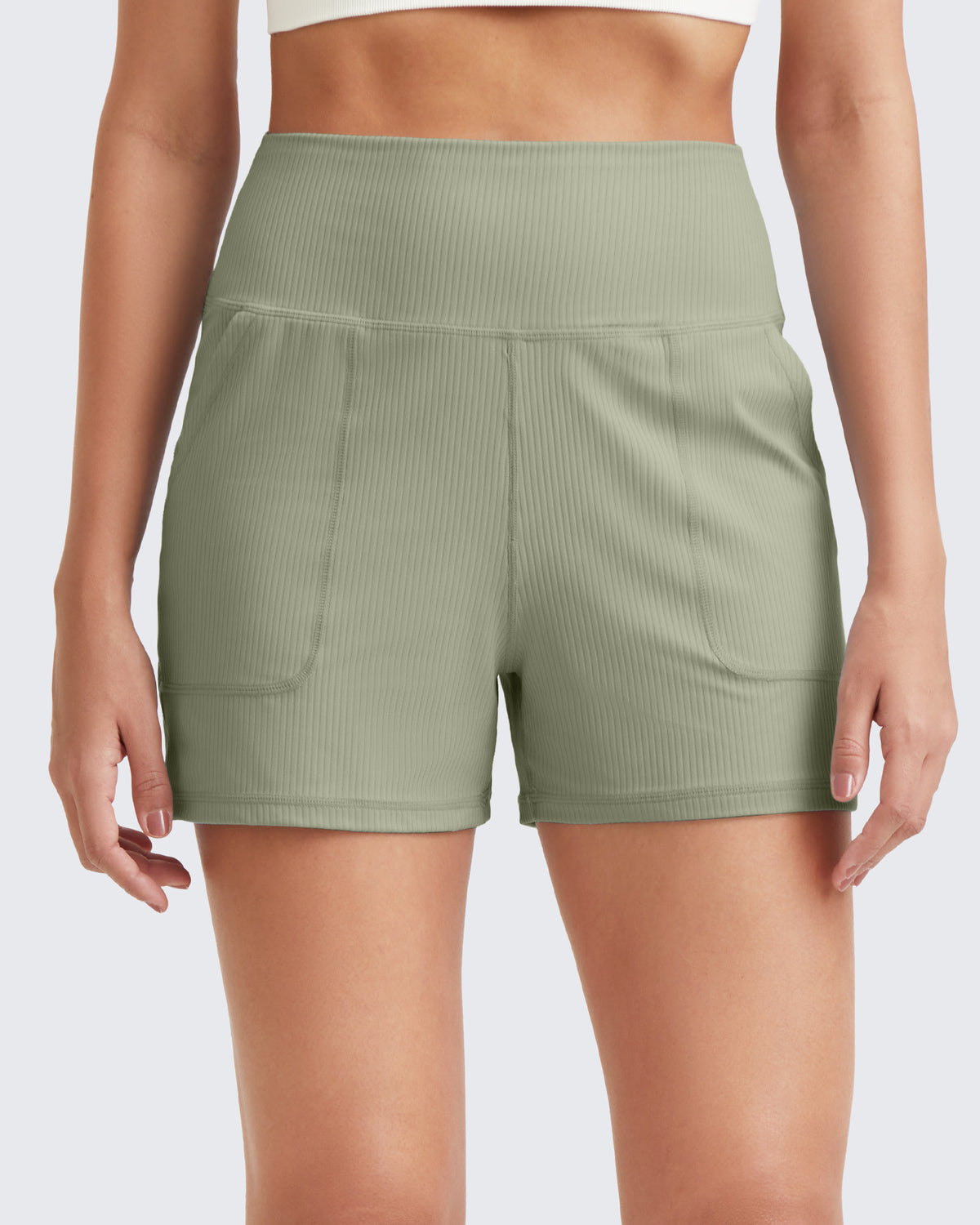 G4Free - Ribbed Mid-Rise Seamless Work Shorts -GF25E314GA-S