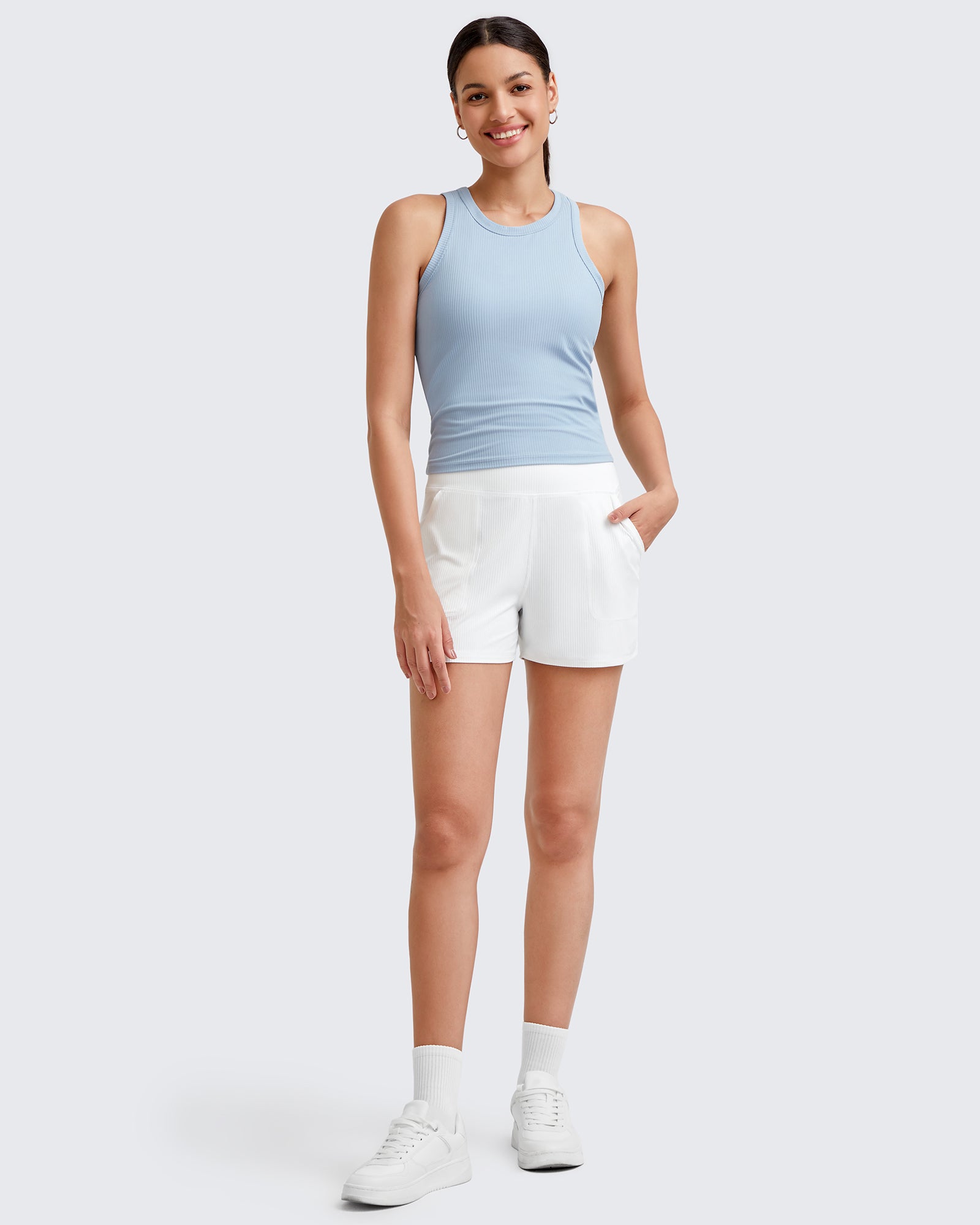 G4Free - Ribbed Slim Racerback Athletic Tanks -GF25B327AA-S