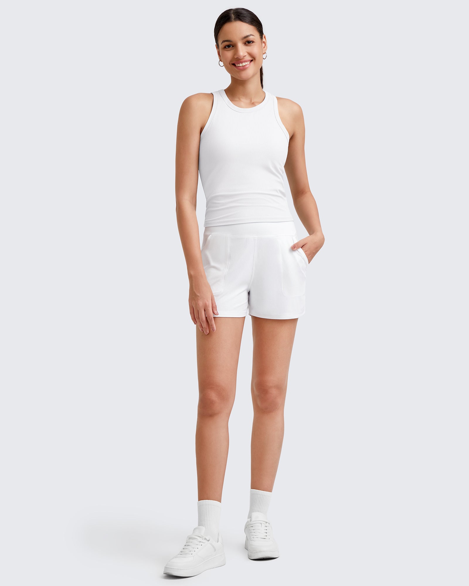 G4Free - Ribbed Slim Racerback Athletic Tanks -GF25B327AA-S
