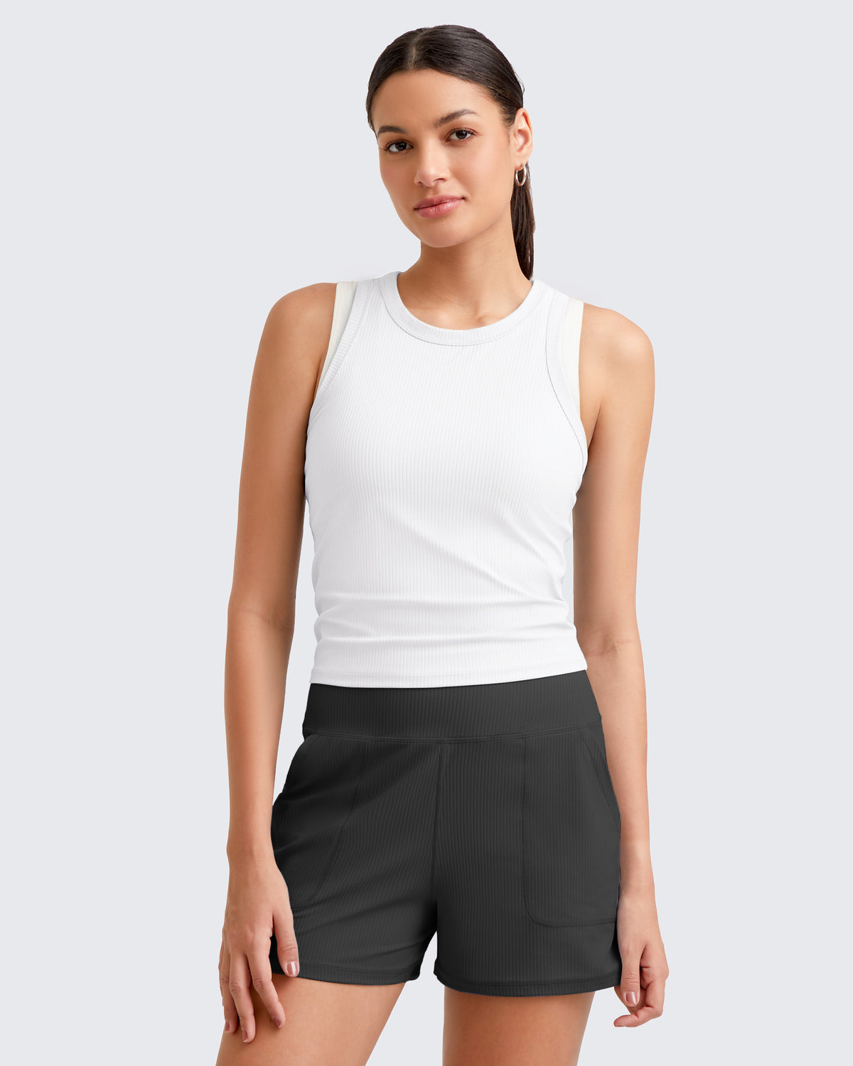 G4Free - Ribbed Slim Racerback Athletic Tanks -GF25B327BA-S