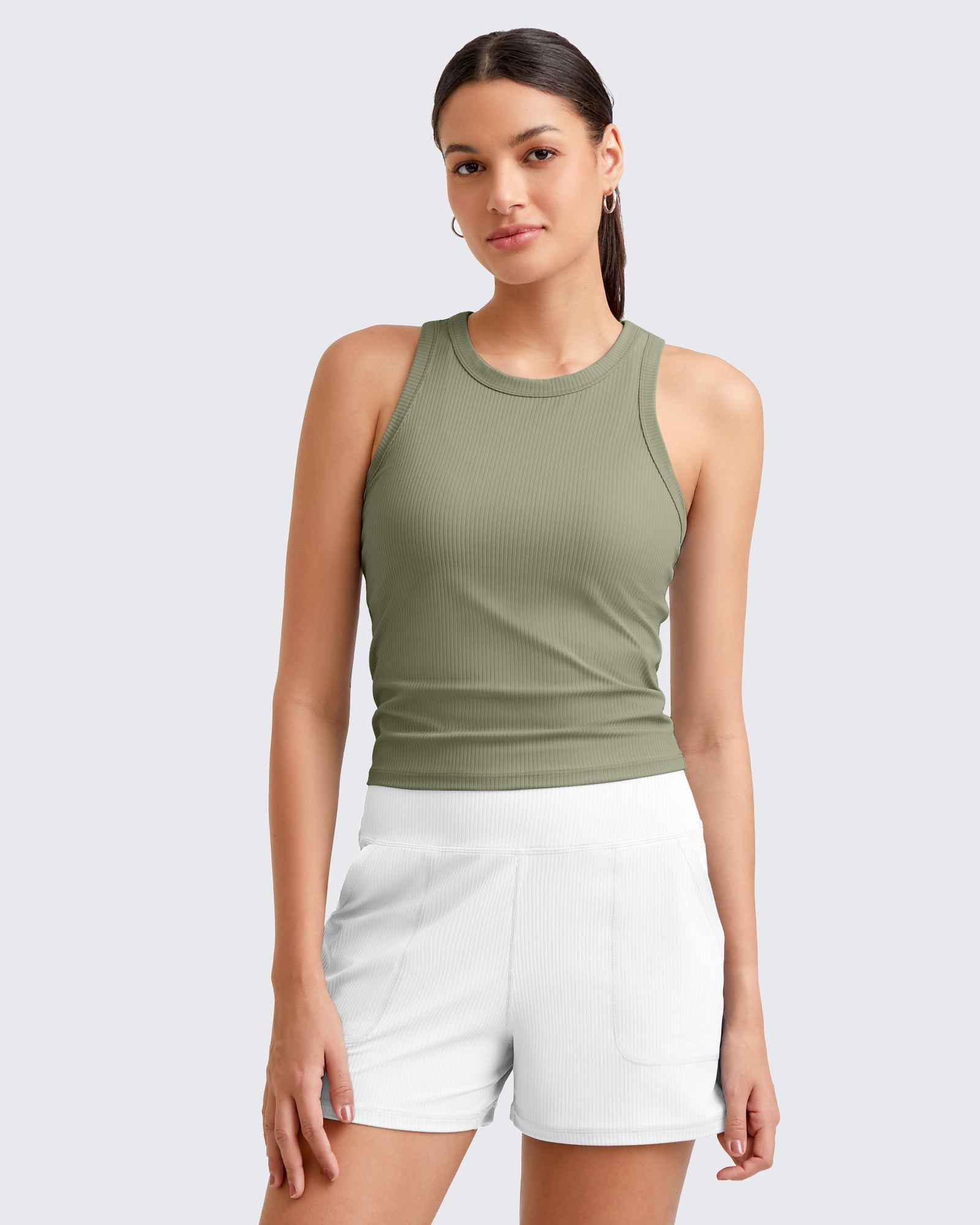 G4Free - Ribbed Slim Racerback Athletic Tanks -GF25B327GA-S