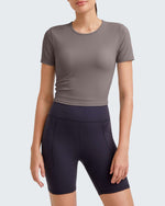 G4Free - Ribbed Slim Workout Crop Short Sleeve -GF25K320BA-S