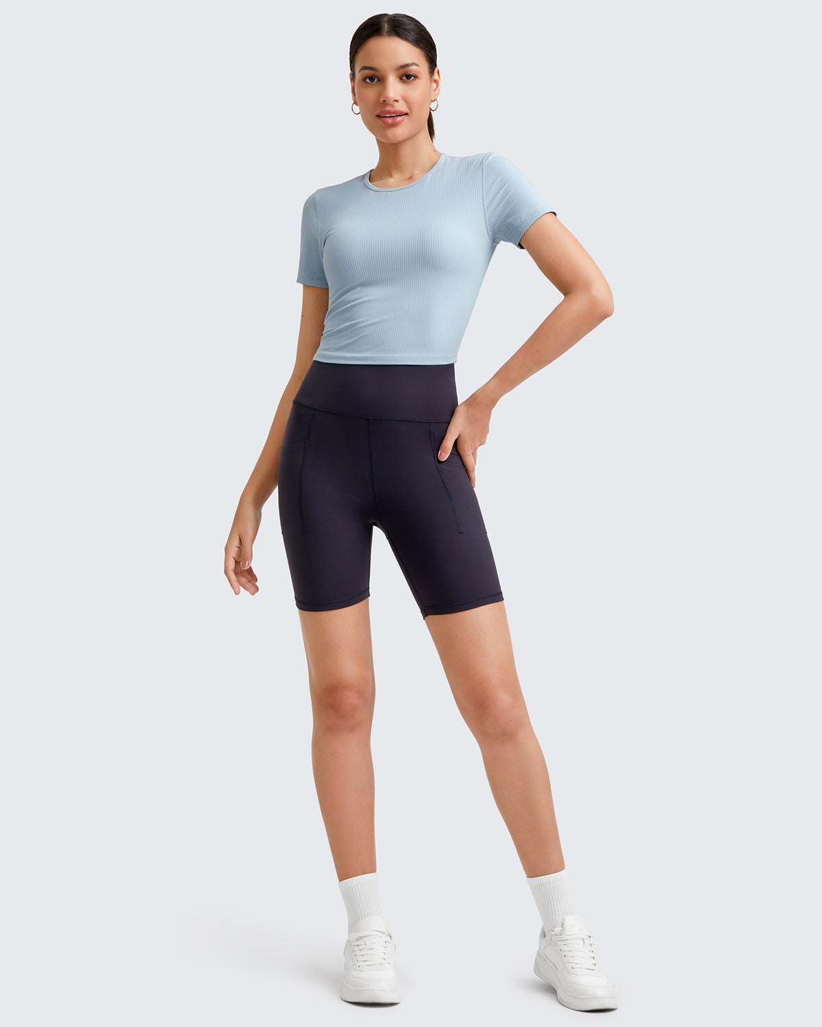 G4Free - Ribbed Slim Workout Crop Short Sleeve -GF25K320CA-S