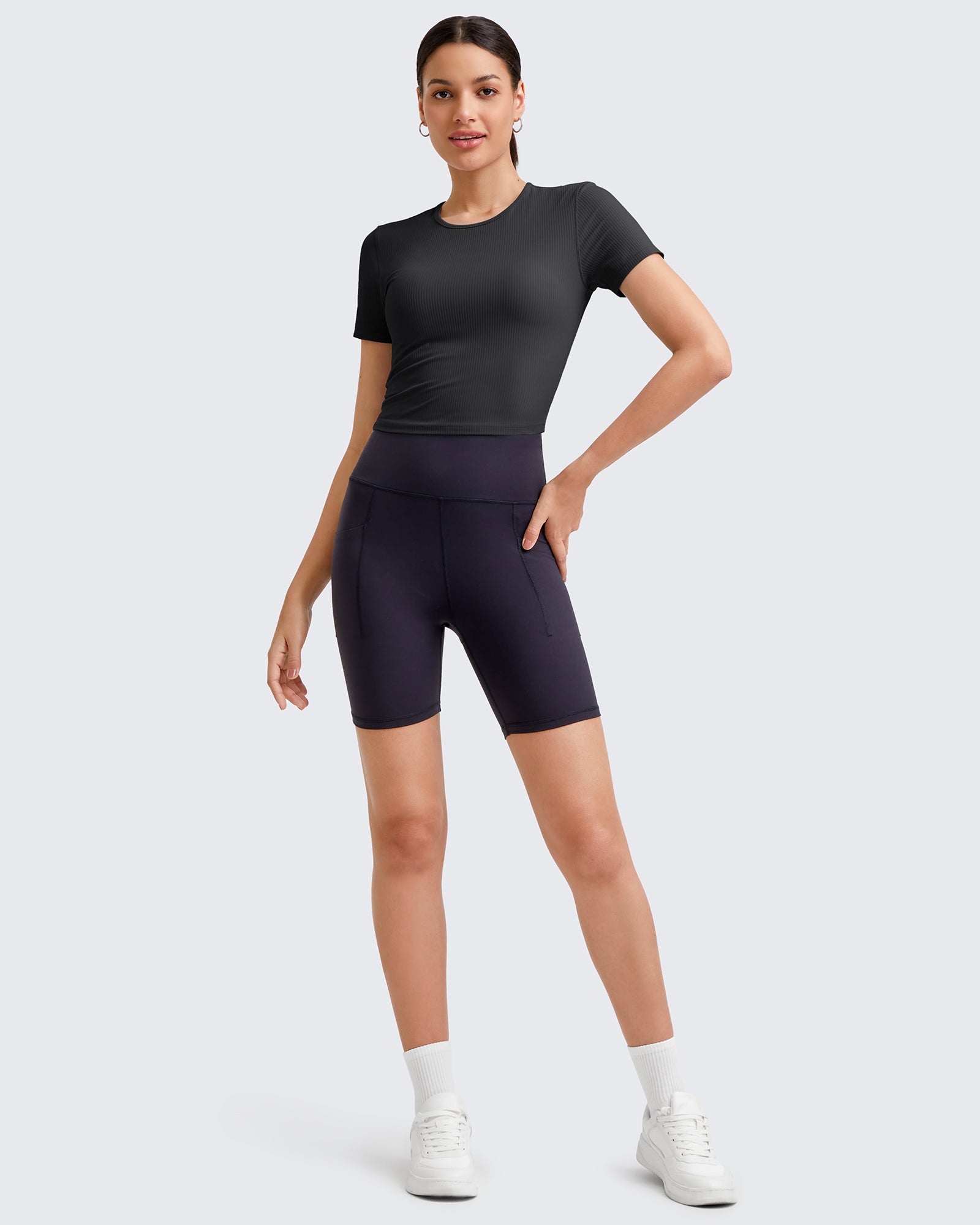 G4Free - Ribbed Slim Workout Crop Short Sleeve -GF25K320CA-S