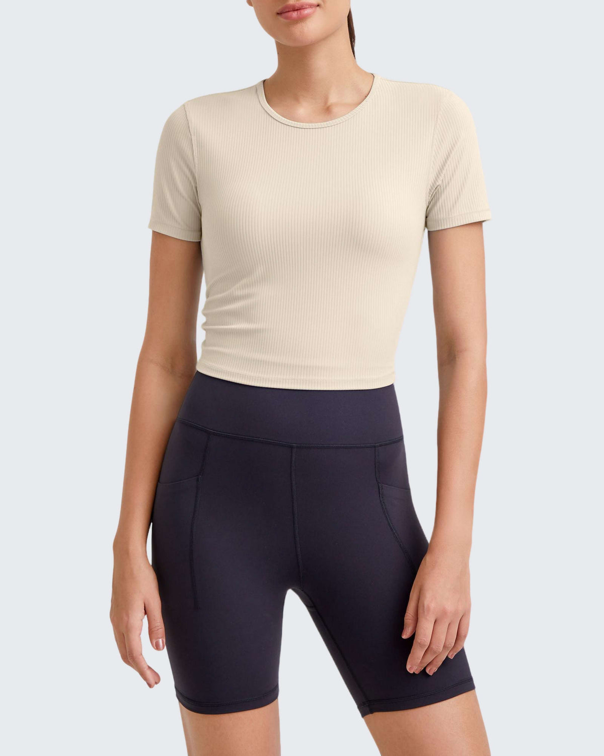 G4Free - Ribbed Slim Workout Crop Short Sleeve -GF25K320CA-S