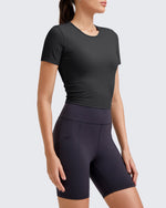 G4Free - Ribbed Slim Workout Crop Short Sleeve -GF25K320CA-S