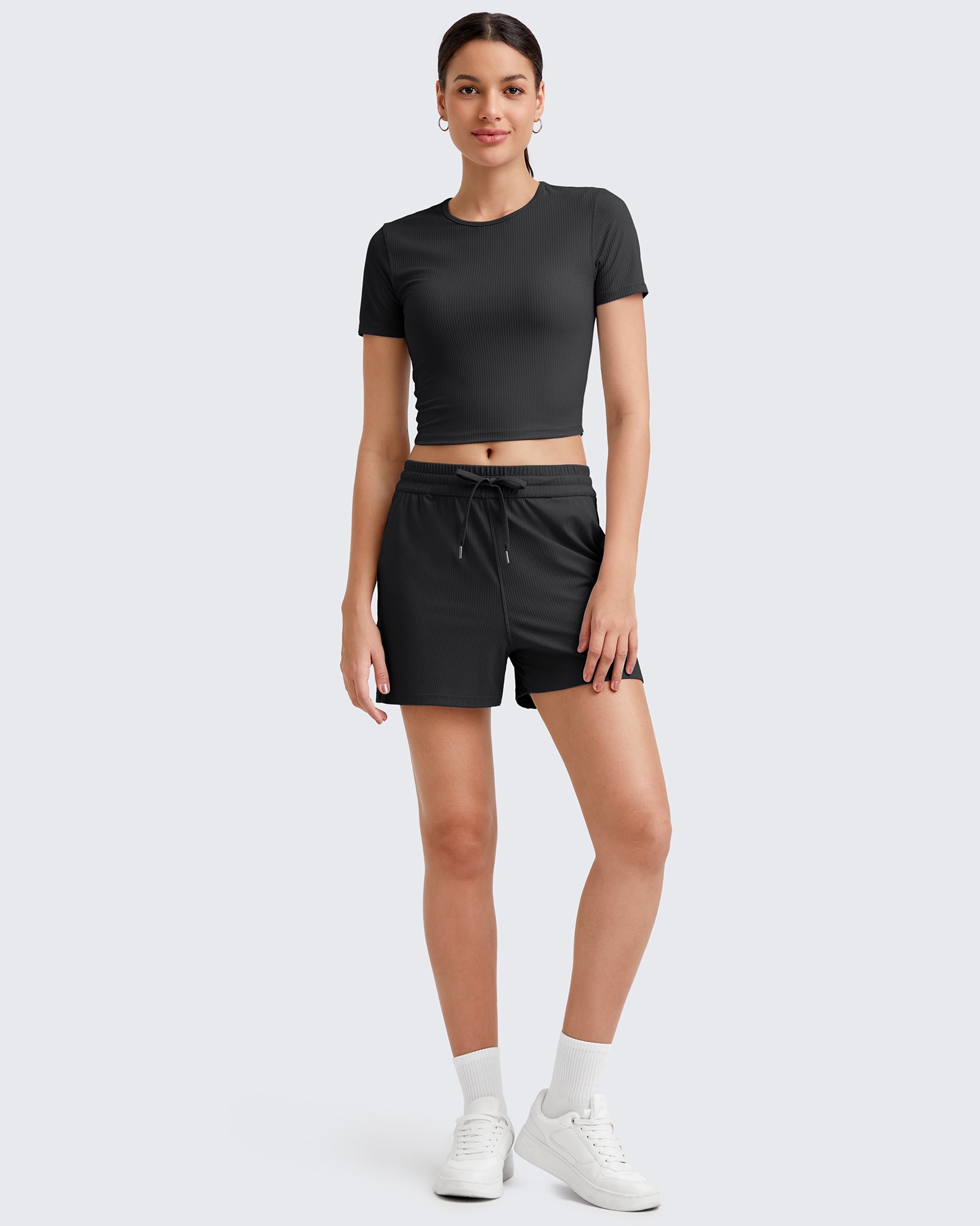 G4Free - Ribbed Slim Workout Crop Short Sleeve -GF25K320CA-S