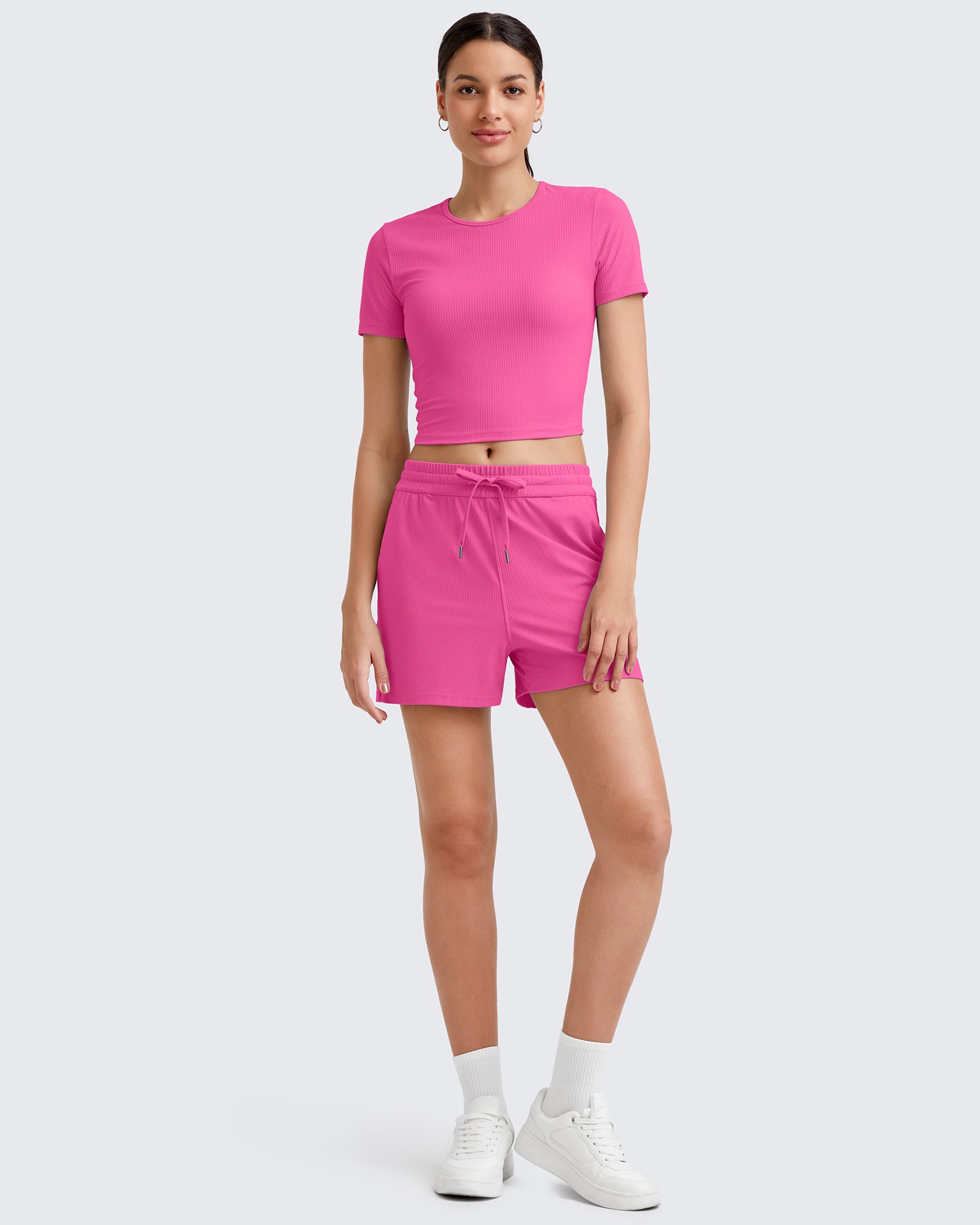 G4Free - Ribbed Slim Workout Crop Short Sleeve -GF25K320CA-S
