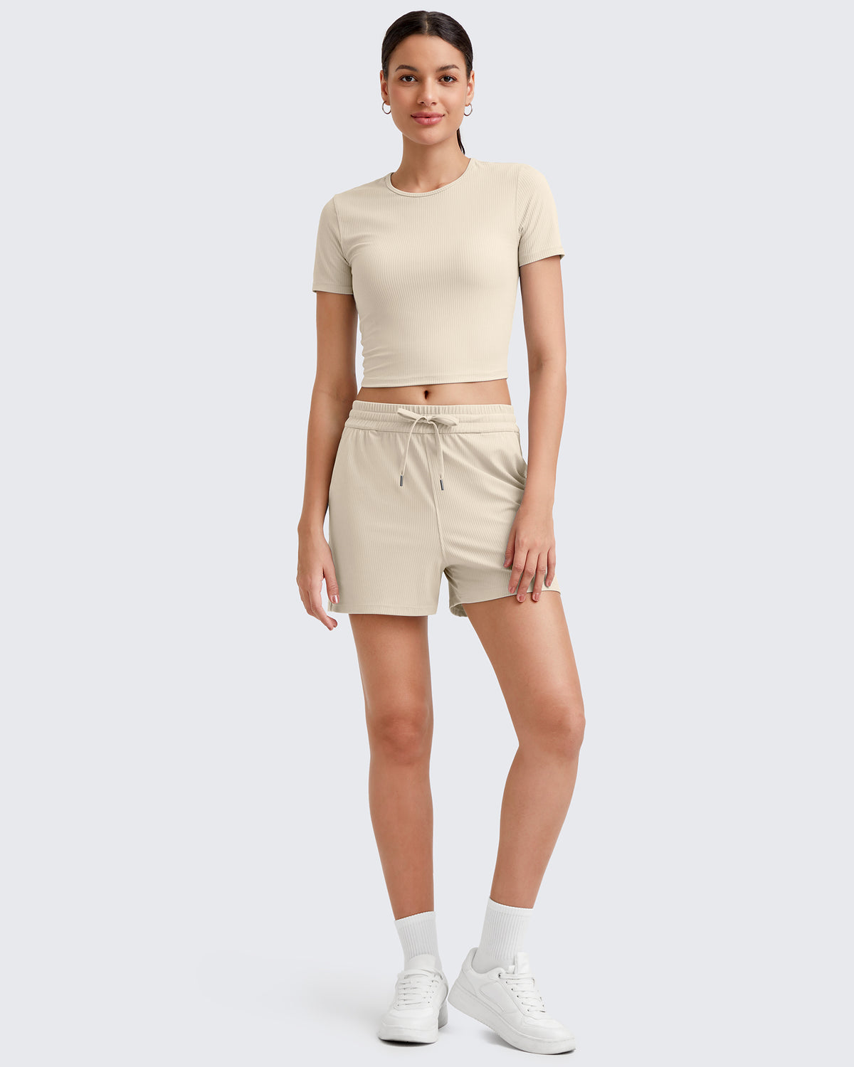 G4Free - Ribbed Slim Workout Crop Short Sleeve -GF25K320CA-S