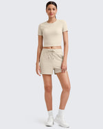 G4Free - Ribbed Slim Workout Crop Short Sleeve -GF25K320CA-S