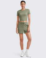 G4Free - Ribbed Slim Workout Crop Short Sleeve -GF25K320CA-S
