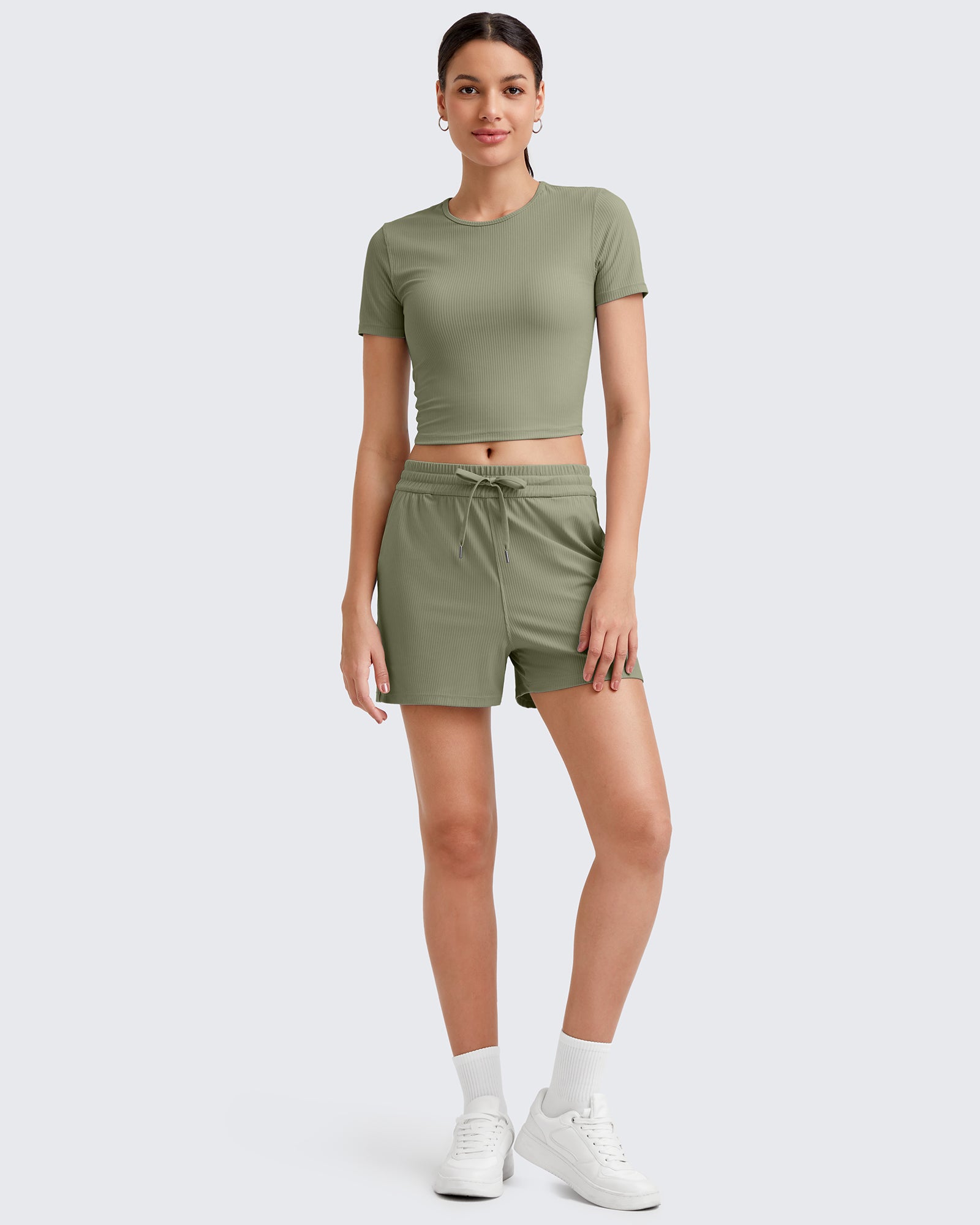 G4Free - Ribbed Slim Workout Crop Short Sleeve -GF25K320CA-S