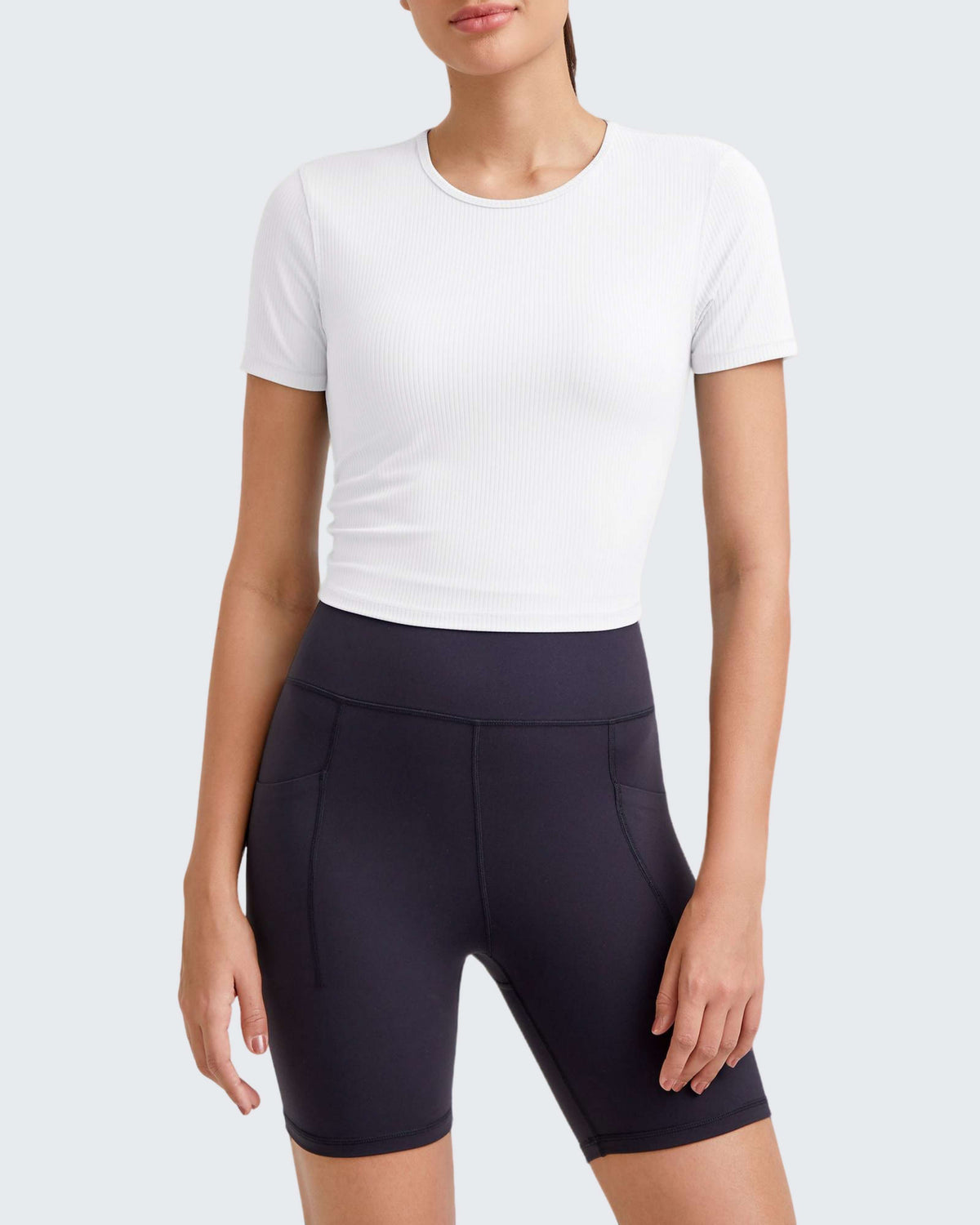 G4Free - Ribbed Slim Workout Crop Short Sleeve -GF25K320DA-S