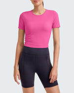 G4Free - Ribbed Slim Workout Crop Short Sleeve -GF25K320GA-S