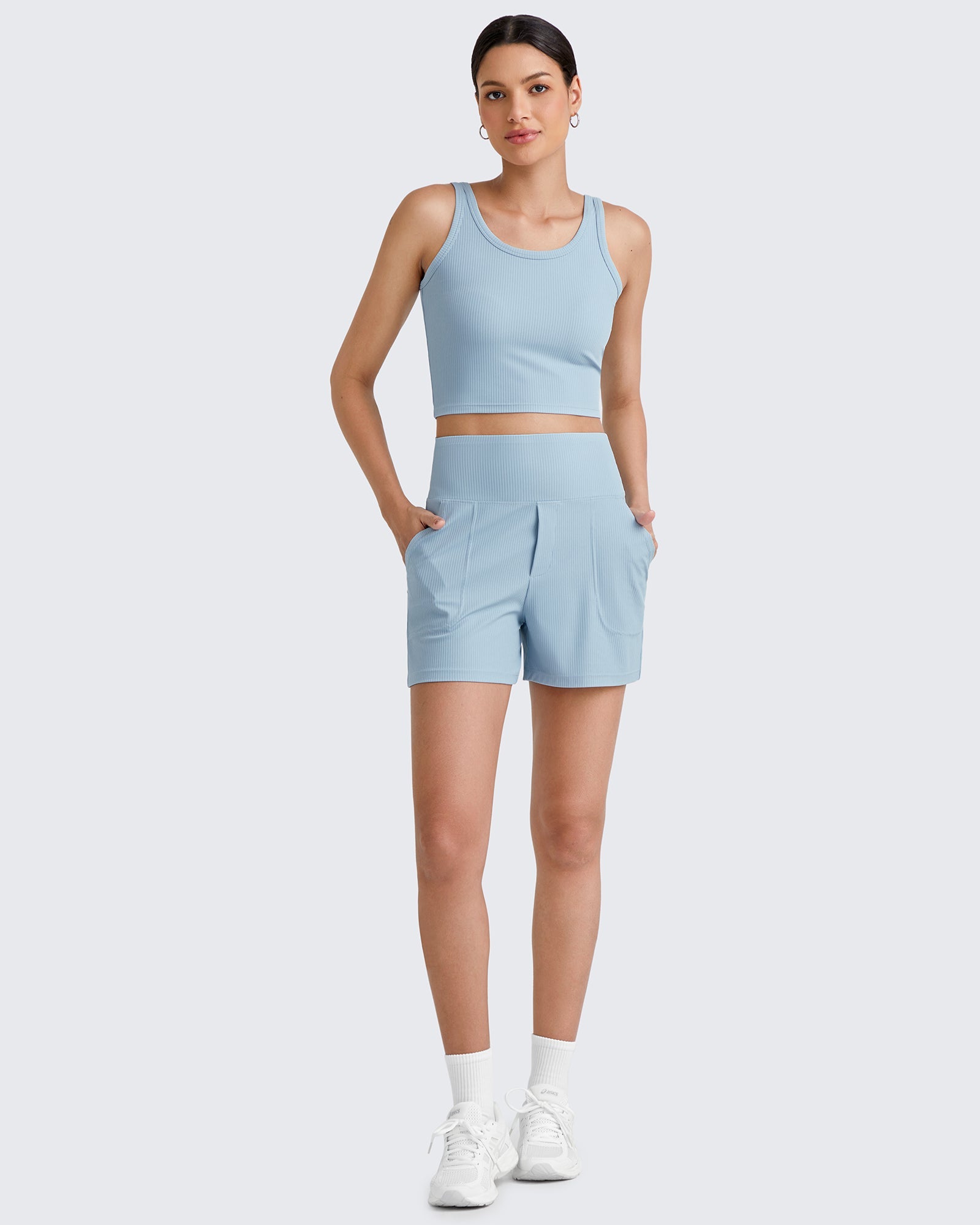 G4Free - Ribbed Slim Workout Tank Crop Tops -GF25L339AA-S