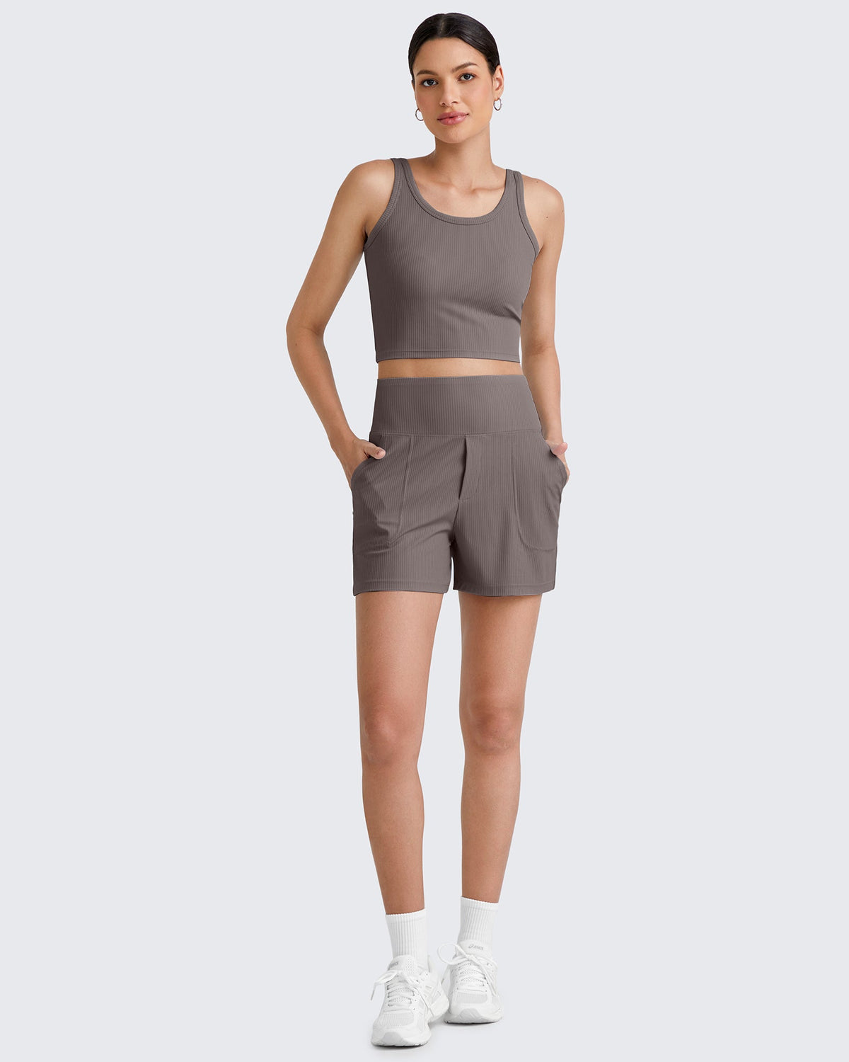 G4Free - Ribbed Slim Workout Tank Crop Tops -GF25L339AA-S