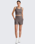 G4Free - Ribbed Slim Workout Tank Crop Tops -GF25L339AA-S